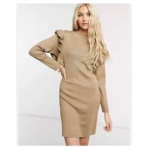 NWT QED London Camel Sweater Dress Women’s US M UK L